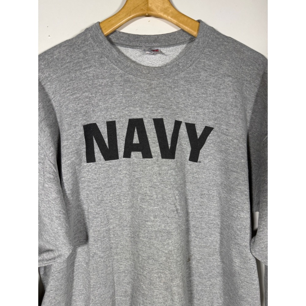 Soffe Mens US Navy Sweatshirt XL Gray Crewneck Military PT Training Pullover